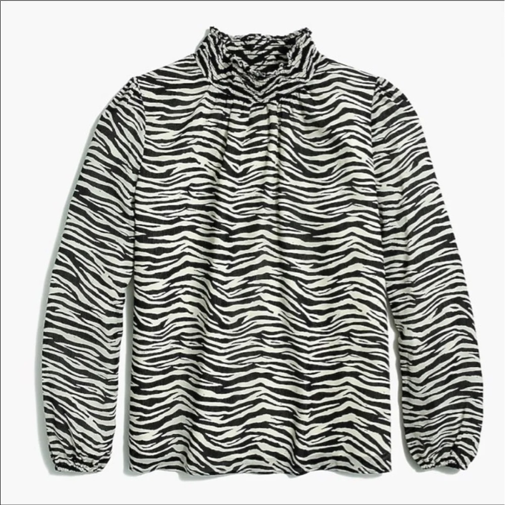 J. Crew Zebra long-sleeve mockneck top